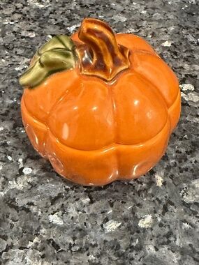 3pc Fall Ceramic Pumpkin Set - Lidded Dish + Nesting Bowls
